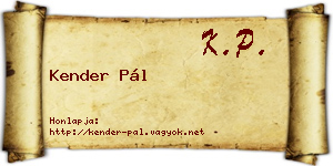 Kender Pál névjegykártya